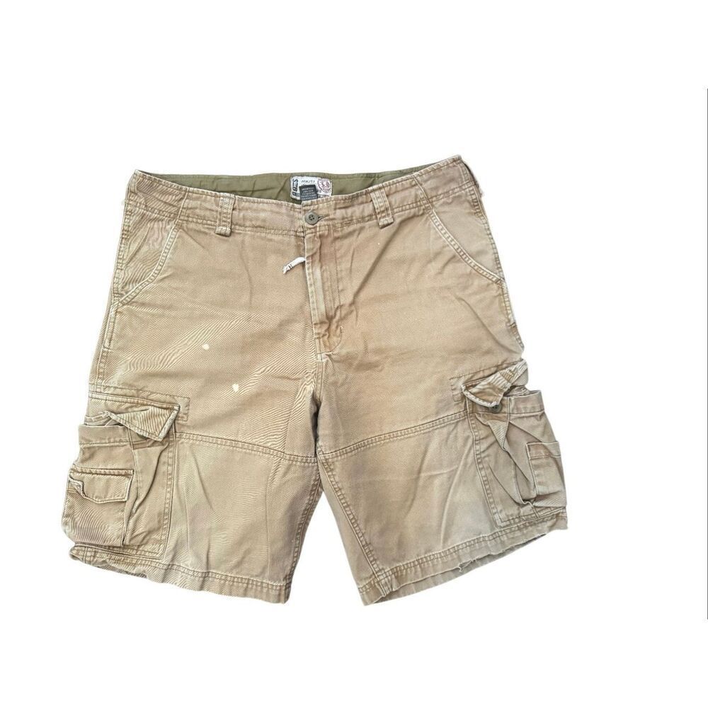 S&B men's size 34 100% cotton tan brown cargo shorts Classic Length